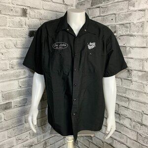 Los Lobos Shop Work Shirt Mens XXL Black Red Kap East LA Peace Ese Band Logo